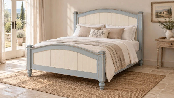 Provence postel Isabelle, modrá / krémová, ručně patinovaný nábytek ze smrkového masivu