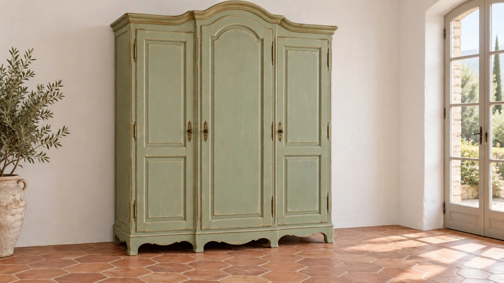 Provence skříň Théodore, zelená, ručně patinovaný nábytek ze smrkového masivu
